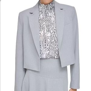 CALVIN KLEIN Women’s Grey Cropped Open-Front Jacket Size 6